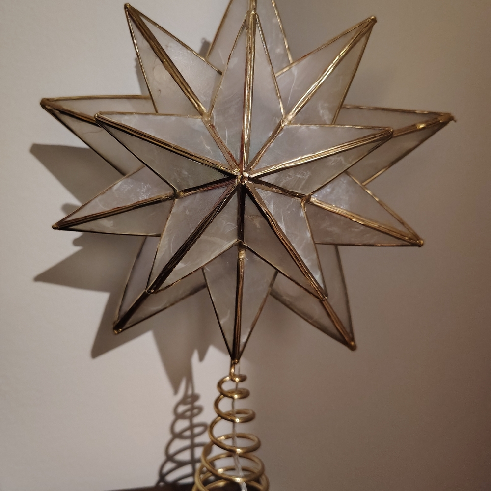 Capiz Shell Star Lighted Tree Topper - Picture 5 of 7